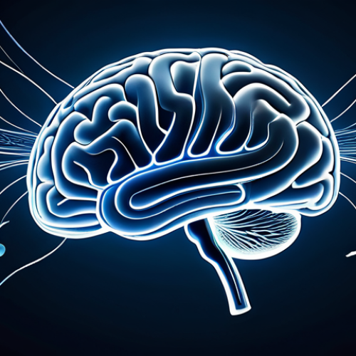 A highly conceptual and artistic representation of the human brain as an 'invisible conductor' of language. The brain, depicted with subtle, intricate neural pathways glowing with soft light, orchestrates abstract elements of language like swirling sound waves, floating phonetic symbols, and fragments of text. The composition is clean and minimalist, emphasizing the wonder of human linguistic ability within a calming, professional backdrop. The forms are well-defined and harmonious. safe for work, appropriate content, fully clothed, professional, perfect anatomy, correct proportions, natural pose, high quality, family-friendly.