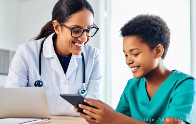 의료 커뮤니케이션 - **Prompt 1: The Power of Active Listening in Healthcare**
    "A candid, medium shot of a compassion...