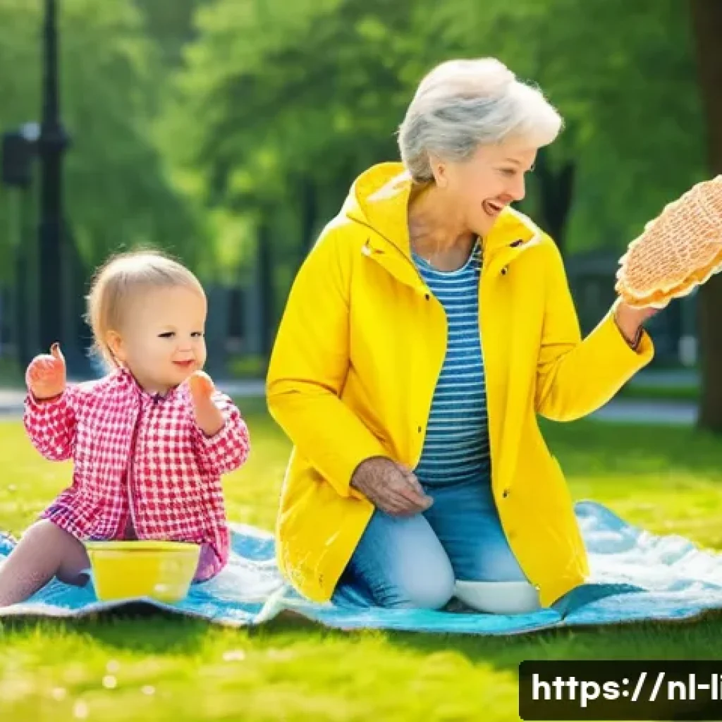 음성학 발음 - **Prompt:** A sunny afternoon in a Dutch park. A toddler wearing a diaper and a bright yellow rain j...