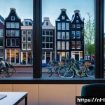 GPT 언어 생성 - A modern customer service center in Amsterdam featuring a diverse team of professionals interacting ...