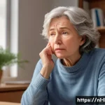 음성 장애와 치료 - A detailed, realistic illustration of a middle-aged Dutch woman sitting in a cozy living room, gentl...