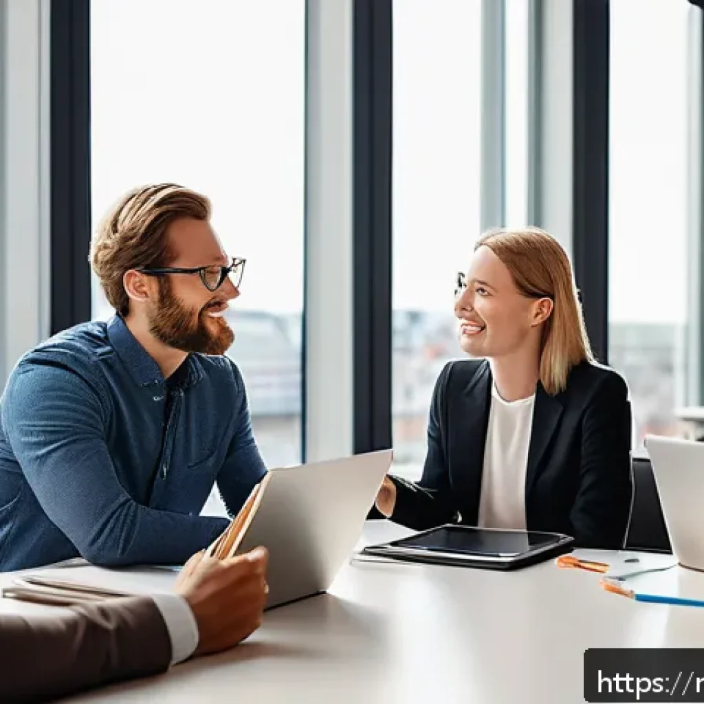 언어와 논리학 - A modern Dutch office meeting scene showing diverse professionals engaged in a discussion about lang...